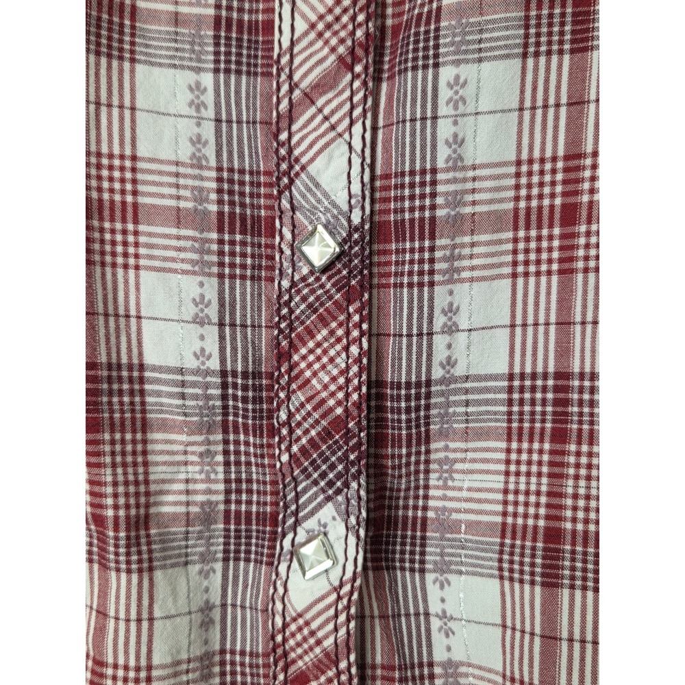 ARIAT Women's size Medium Snap up top Pearl snaps Plaid long sleeve Western - Picture 5 of 12